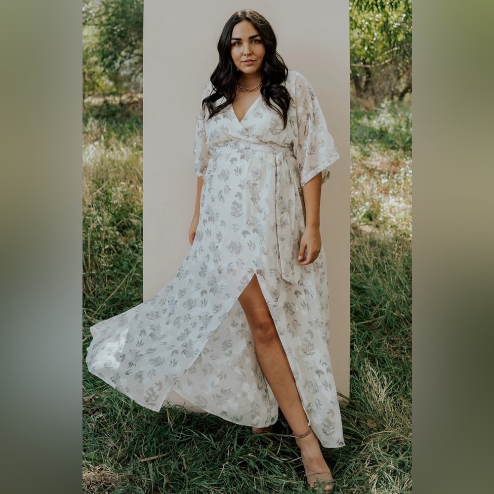 Baltic Born Luca Jacquard Kimono Maxi Dress | Sage - XS